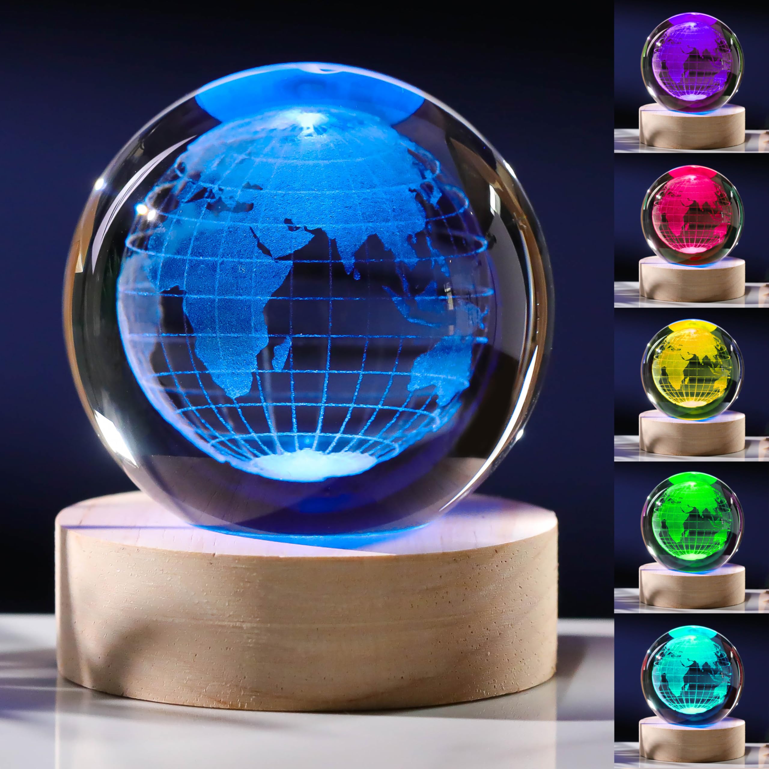 大*介様 SomAbito Glass Globe Mashroom 3D Amazon.com: 3D Globe Crystal Ball with LED Colorful Lighting Touch
